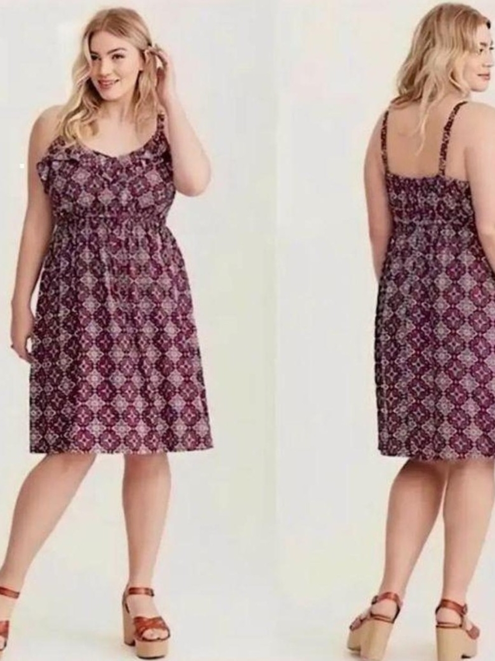 Torrid Challis Printed Midi Sundress with Adjustable Spaghetti Straps
